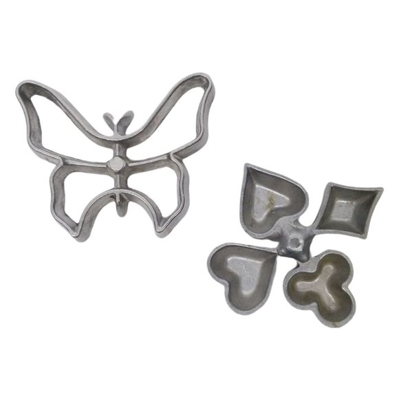 Unbranded Other - Vintage Rosette Heart Club Diamond Spade Butterfly Molds Cast Aluminum Japan 2